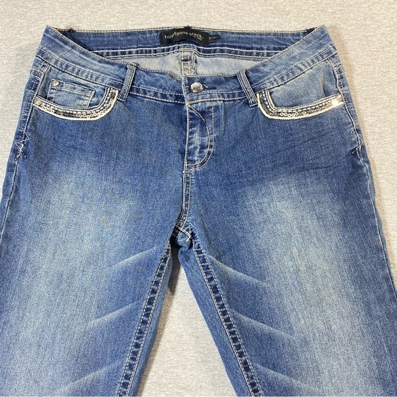 Twentyone Black Jeans Women 9/10R Blue Low Rise Slim Boot Sequins Casual Denim - Picture 4 of 16